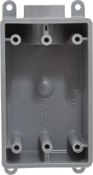 Thomas & Betts - 1 Gang, (1) 3/4" Knockout, PVC Rectangle Junction Box - 144.78mm Overall Height x 71.1mm Overall Width x 61.5mm Overall Depth, Weather Resistant - Eagle Tool & Supply