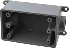 Thomas & Betts - 1 Gang, (2) 3/4" Knockouts, PVC Rectangle Junction Box - 144.78mm Overall Height x 71.1mm Overall Width x 61.5mm Overall Depth, Weather Resistant - Eagle Tool & Supply