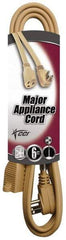 Southwire - 6', 14/3 Gauge/Conductors, Beige Indoor Extension Cord - 1 Receptacle, 15 Amps, 125 Volts, UL SPT-3, NEMA 5-15R - Eagle Tool & Supply