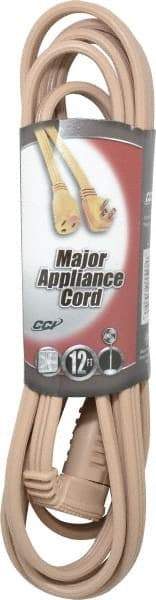 Southwire - 12', 14/3 Gauge/Conductors, Beige Indoor Extension Cord - 1 Receptacle, 15 Amps, 125 Volts, UL SPT-3, NEMA 5-15R - Eagle Tool & Supply