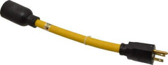 Southwire - 9", 12/3 Gauge/Conductors, Yellow Wet & Dry Location, Indoor & Outdoor Extension Cord - 1 Receptacle, 15 Amps, 125 Volts, UL STW-A, NEMA 5-15P, L5-20R - Eagle Tool & Supply