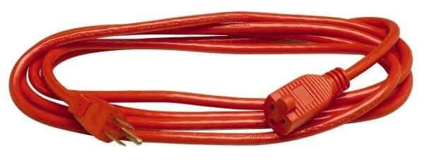 Southwire - 100', 14/3 Gauge/Conductors, Orange Indoor & Outdoor Extension Cord - 1 Receptacle, 13 Amps, 125 VAC, UL SJTOW, NEMA 5-15P, 5-15R - Eagle Tool & Supply