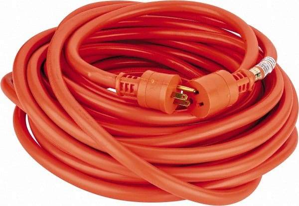 Southwire - 50', 12/3 Gauge/Conductors, Orange Indoor & Outdoor Extension Cord - 1 Receptacle, 15 Amps, 125 VAC, UL STW, NEMA 5-15P, 5-15R - Eagle Tool & Supply