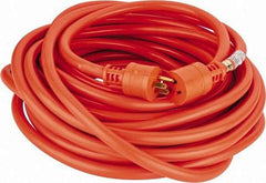 Southwire - 50', 12/3 Gauge/Conductors, Orange Indoor & Outdoor Extension Cord - 1 Receptacle, 15 Amps, 125 VAC, UL STW, NEMA 5-15P, 5-15R - Eagle Tool & Supply