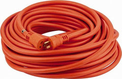 Southwire - 100', 12/3 Gauge/Conductors, Orange Indoor & Outdoor Extension Cord - 1 Receptacle, 15 Amps, 125 VAC, UL STW, NEMA 5-15P, 5-15R - Eagle Tool & Supply