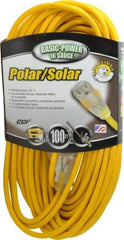 Southwire - 100', 16/3 Gauge/Conductors, Yellow Outdoor Extension Cord - 1 Receptacle, 10 Amps, 125 VAC, UL SJEOOW, NEMA 5-15P, 5-15R - Eagle Tool & Supply