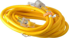 Southwire - 25', 14/3 Gauge/Conductors, Yellow Outdoor Extension Cord - 1 Receptacle, 15 Amps, 125 VAC, UL SEOOW, NEMA 5-15P, 5-15R - Eagle Tool & Supply