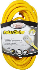 Southwire - 50', 12/3 Gauge/Conductors, Yellow Outdoor Extension Cord - 1 Receptacle, 15 Amps, 125 VAC, UL SJEOOW, NEMA 5-15P, 5-15R - Eagle Tool & Supply