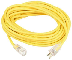 Southwire - 100', 10/3 Gauge/Conductors, Yellow Outdoor Extension Cord - 1 Receptacle, 15 Amps, 125 VAC, UL SJEOOW, NEMA 5-15P, 5-15R - Eagle Tool & Supply