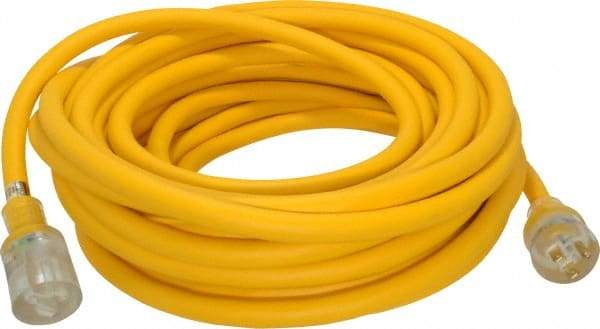 Southwire - 50', 10/3 Gauge/Conductors, Yellow Outdoor Extension Cord - 1 Receptacle, 15 Amps, 125 VAC, UL SJEOOW, NEMA 5-15P, 5-15R - Eagle Tool & Supply