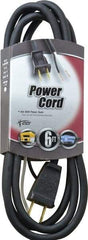 Southwire - 6', 16/2 Gauge/Conductors, Black Outdoor Replacement Cord - 1 Receptacle, 13 Amps, 125 VAC, UL SJEOOW, NEMA 1-15P - Eagle Tool & Supply