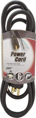 Southwire - 6', 16/3 Gauge/Conductors, Black Outdoor Replacement Cord - 1 Receptacle, 13 Amps, 125 VAC, UL SJEOOW, NEMA 5-15P - Eagle Tool & Supply