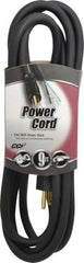Southwire - 9', 14/3 Gauge/Conductors, Black Outdoor Replacement Cord - 1 Receptacle, 15 Amps, 125 VAC, UL SJEOOW, NEMA 5-15P - Eagle Tool & Supply