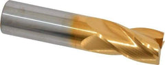 Atrax - 7/8", 1-1/2" LOC, 7/8" Shank Diam, 4" OAL, 4 Flute, Solid Carbide Square End Mill - Single End, TiN Finish, Spiral Flute, 30° Helix, Centercutting, Right Hand Cut, Right Hand Flute - Eagle Tool & Supply