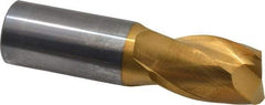 Atrax - 1", 1-1/2" LOC, 1" Shank Diam, 4" OAL, 2 Flute, Solid Carbide Square End Mill - Single End, TiN Finish, Spiral Flute, 30° Helix, Centercutting, Right Hand Cut - Eagle Tool & Supply