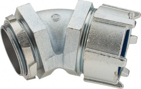 Thomas & Betts - 2-1/2" Trade, Malleable Iron Threaded Angled Liquidtight Conduit Connector - Noninsulated - Eagle Tool & Supply