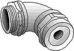 Thomas & Betts - 1-1/8 to 1-3/8" Cable Capacity, Liquidtight, Elbow Strain Relief Cord Grip - 2 NPT Thread, Iron - Eagle Tool & Supply