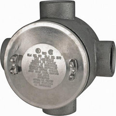 Thomas & Betts - (4) 1-1/2" Knockouts, Iron Round Junction Box - 5-3/4" Overall Width x 3.81" Overall Depth - Eagle Tool & Supply