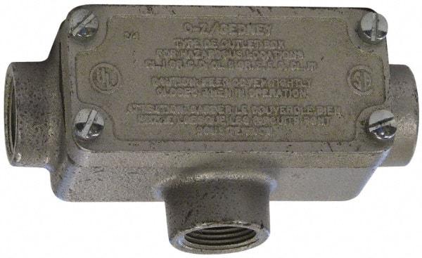 O-Z/Gedney - T Body, 1/2" Trade, Rigid Malleable Iron Conduit Body - Rectangle, 3.69" OAL, Hazardous Locations - Eagle Tool & Supply