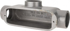 Hubbell Killark - Form 35, T Body, 2" Trade, IMC, Rigid Malleable Iron Conduit Body - Oval, 11-5/8" OAL, 70 cc Capacity, Hazardous & Wet Locations - Eagle Tool & Supply