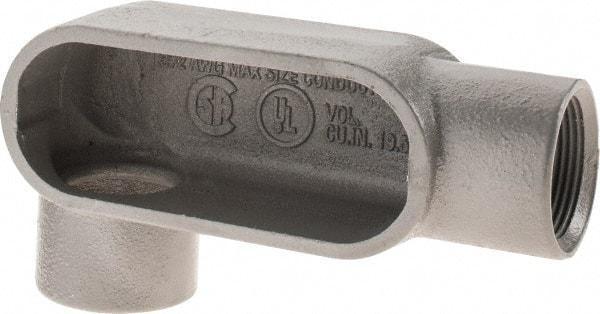 Hubbell Killark - Form 7, LR Body, 1-1/4" Trade, IMC, Rigid Iron Conduit Body - Oval, 6-13/16" OAL, 19-1/2 cc Capacity, Gray, Hazardous & Wet Locations - Eagle Tool & Supply