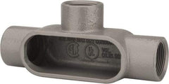 Hubbell Killark - Form 7, T Body, 1-1/4" Trade, IMC, Rigid Iron Conduit Body - Oval, 8 & 11-7/8" OAL, 20 cc Capacity, Gray, Hazardous & Wet Locations - Eagle Tool & Supply