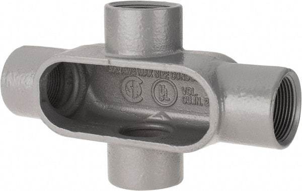 Hubbell Killark - Form 7, X Body, 1-1/4" Trade, IMC, Rigid Iron Conduit Body - Oval, 8 & 9-1/2" OAL, 20 cc Capacity, Gray, Hazardous & Wet Locations - Eagle Tool & Supply