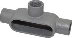 Hubbell Killark - Form 7, T Body, 1" Trade, IMC, Rigid Iron Conduit Body - Oval, 7-5/8" OAL, 11-1/2 cc Capacity, Gray, Hazardous & Wet Locations - Eagle Tool & Supply