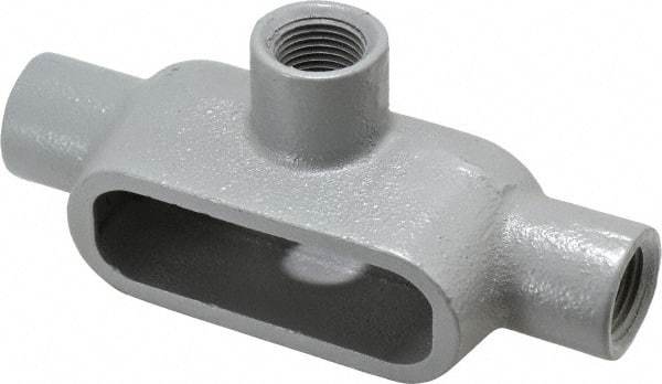 Hubbell Killark - Form 7, T Body, 1/2" Trade, IMC, Rigid Iron Conduit Body - Oval, 5-11/16" OAL, 6.2 cc Capacity, Gray, Hazardous & Wet Locations - Eagle Tool & Supply