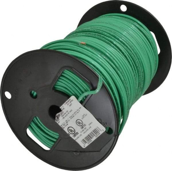 Southwire - THHN/THWN, 10 AWG, 30 Amp, 500' Long, Solid Core, 1 Strand Building Wire - Green, Thermoplastic Insulation - Eagle Tool & Supply