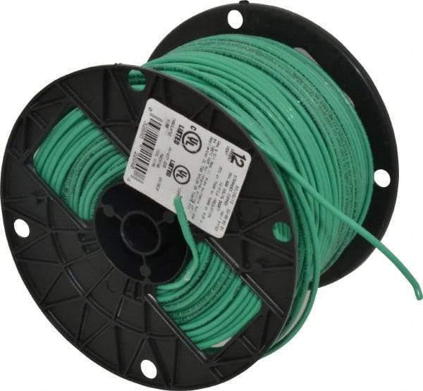 Southwire - THHN/THWN, 12 AWG, 20 Amp, 500' Long, Stranded Core, 19 Strand Building Wire - Green, Thermoplastic Insulation - Eagle Tool & Supply