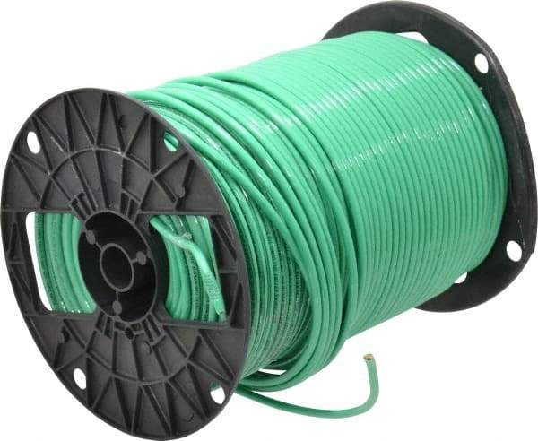 Southwire - THHN/THWN, 10 AWG, 30 Amp, 500' Long, Stranded Core, 19 Strand Building Wire - Green, Thermoplastic Insulation - Eagle Tool & Supply