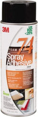 3M - 24 oz Aerosol Clear Spray Adhesive - High Tack, 200°F Heat Resistance, 50 Sq Ft Coverage, Medium Strength Bond, 30 min Max Bonding Time, Flammable, Series 74 - Eagle Tool & Supply