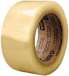 3M - 2" x 110 Yd Clear Rubber Adhesive Sealing Tape - Polypropylene Film Backing, 2.6 mil Thick, 60 Lb Tensile Strength, Series 3073 - Eagle Tool & Supply