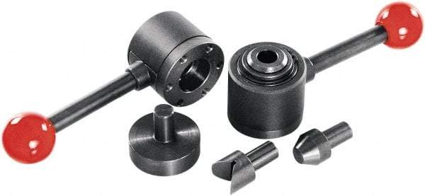 KIPP - 4,905 N Capacity, Through Hole Mt, One Hand, Ball Lever Actuation, Variable Stroke Straight Line Action Clamp - 35mm Max Clamping Stroke, 6mm Mt Hole Diam, 54.5mm Overall Height - Eagle Tool & Supply