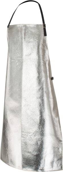 PRO-SAFE - 24 x 39" Aluminized Bib Apron - Aluminized Blended Kevlar, 19 oz Material, Silver & Yellow - Eagle Tool & Supply