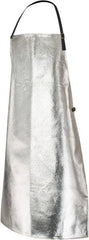 PRO-SAFE - 24 x 39" Aluminized Bib Apron - Aluminized Blended Kevlar, 19 oz Material, Silver & Yellow - Eagle Tool & Supply