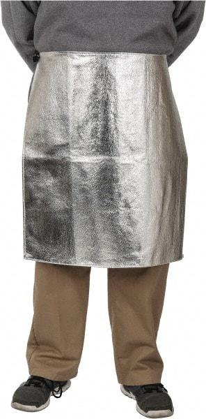 PRO-SAFE - 24 x 24" Aluminized Waist Apron - Aluminized Blended Kevlar, 19 oz Material, Silver & Yellow - Eagle Tool & Supply