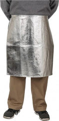 PRO-SAFE - 24 x 24" Aluminized Waist Apron - Aluminized Blended Kevlar, 19 oz Material, Silver & Yellow - Eagle Tool & Supply
