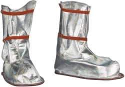 PRO-SAFE - Men's 9-12 Aluminized Overboots - 12" High, Plain Toe, Nonslip Sole, Aluminized Carbon Kevlar Upper, Silver - Eagle Tool & Supply
