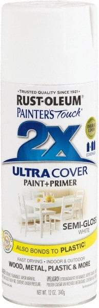 Rust-Oleum - White, Semi Gloss, Enamel Spray Paint - 8 Sq Ft per Can, 12 oz Container, Use on Multipurpose - Eagle Tool & Supply