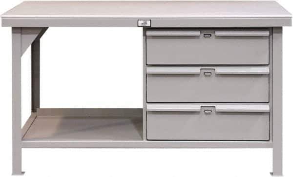 Strong Hold - 60 Wide x 36" Deep x 34" High, UHMW Work Table - Flat Top, Angle Legs, Dark Gray - Eagle Tool & Supply