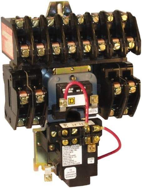 Square D - No Enclosure, 12 Pole, Mechanically Held Lighting Contactor - 20 A (Tungsten), 30 A (Fluorescent), 110 VAC at 50 Hz, 120 VAC at 60 Hz, 12NO Contact Configuration - Eagle Tool & Supply