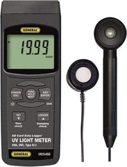 General - 9 Volt Battery, LCD Display, Light Meter - 4 Accuracy, Compatible with UVA, UVC Lighting, SD Card - Eagle Tool & Supply