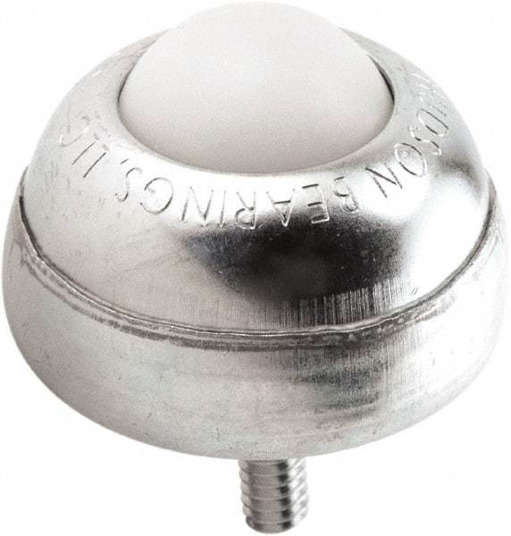 Hudson Bearing - 1 Inch Diameter, Round, Nylon Ball Transfer - 1-3/4 Inch Overall Diameter, 1-3/8 Inch Mount Height, 75 Lb. Capacity - Eagle Tool & Supply