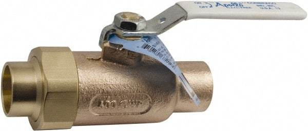 Conbraco - 1-1/4" Pipe, Standard Port, Bronze Single Union Ends Ball Valve - Bi-Directional, Union/Soldered x Union/Soldered Ends, Lever Handle, 600 WOG, 150 WSP - Eagle Tool & Supply
