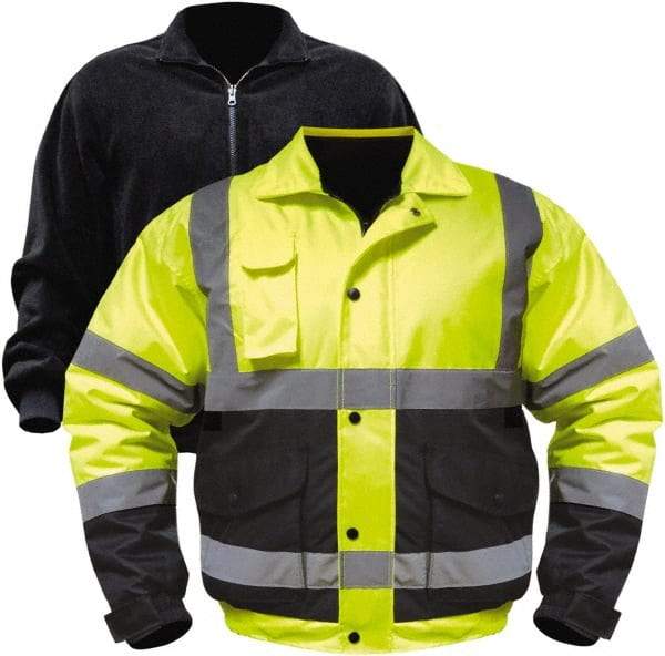 Utility Pro Wear - Size M Cold Weather & High Visibility Jacket - Yellow, Black, Polyester & Teflon, Zipper, Snaps Closure, 38 to 40" Chest - Eagle Tool & Supply