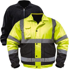 Utility Pro Wear - Size 4XL Cold Weather & High Visibility Jacket - Yellow, Black, Polyester & Teflon, Zipper, Snaps Closure, 58 to 60" Chest - Eagle Tool & Supply