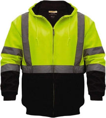 Utility Pro Wear - Size M Cold Weather & High Visibility Sweatshirt - Yellow, Black, Polyester & Teflon, Zipper, Snaps Closure, 38 to 40" Chest - Eagle Tool & Supply