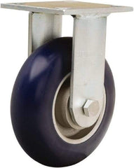 Hamilton - 6" Diam x 2" Wide x 7-1/2" OAH Top Plate Mount Rigid Caster - Polyurethane on Aluminum, 600 Lb Capacity, Precision Ball Bearing, 4 x 4-1/2" Plate - Eagle Tool & Supply